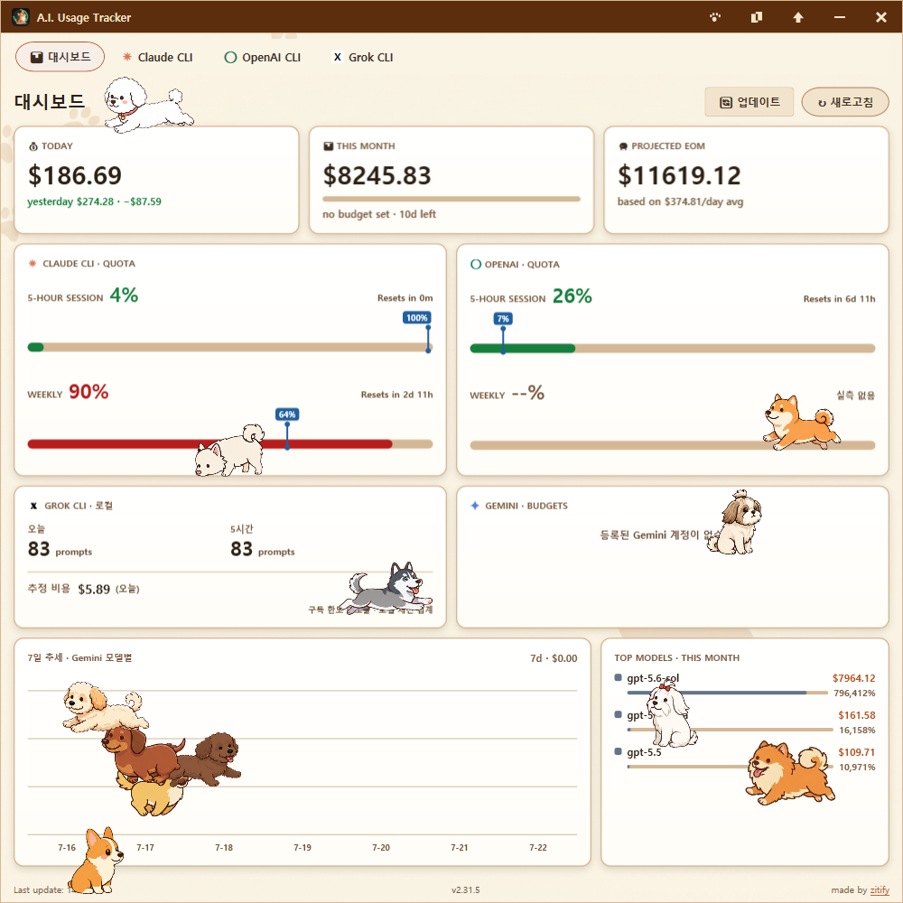 A.I. Usage Tracker 대표 화면